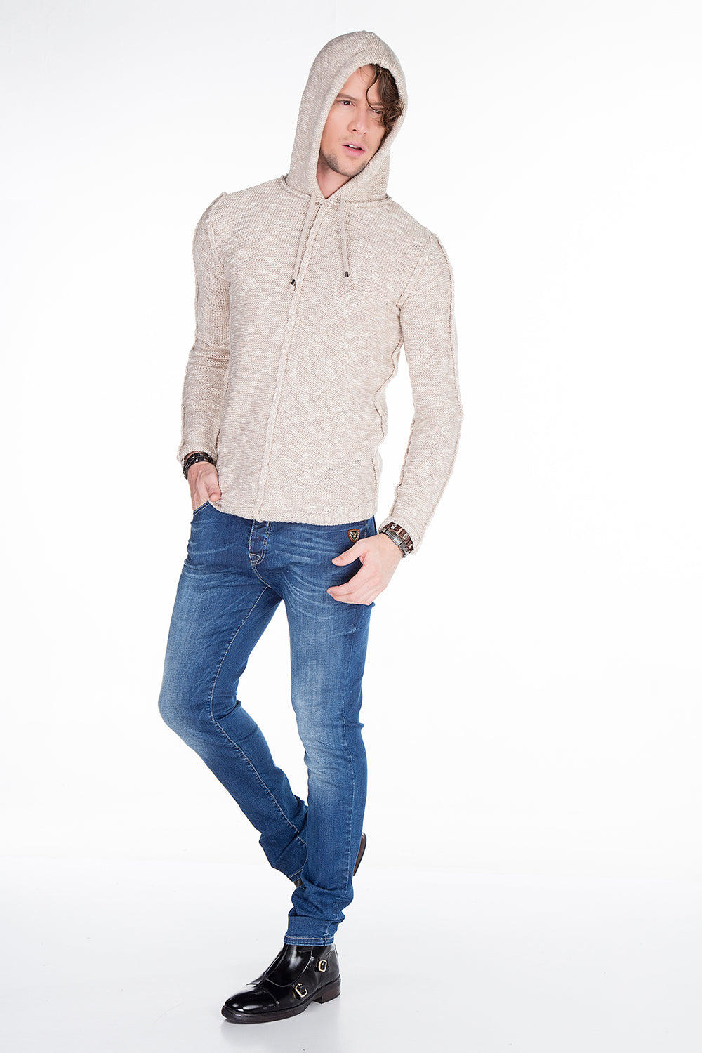 CP153 sweter męski z kapturem