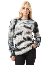 WP268 Damen Strickpullover – Pullover mit Tie-Dye Muster & Rippstruktur | Moderner Casual-Look für Alltag & Streetwear