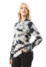 WP268 Damen Strickpullover – Pullover mit Tie-Dye Muster & Rippstruktur | Moderner Casual-Look für Alltag & Streetwear