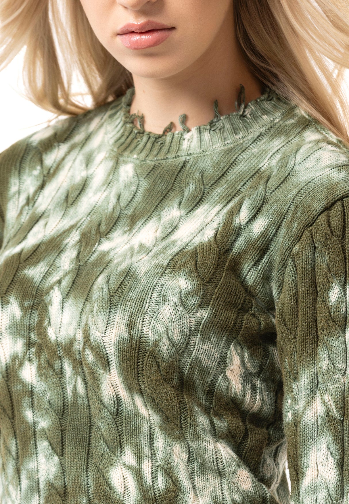 WP268 Damen Strickpullover – Pullover mit Tie-Dye Muster & Rippstruktur | Moderner Casual-Look für Alltag & Streetwear