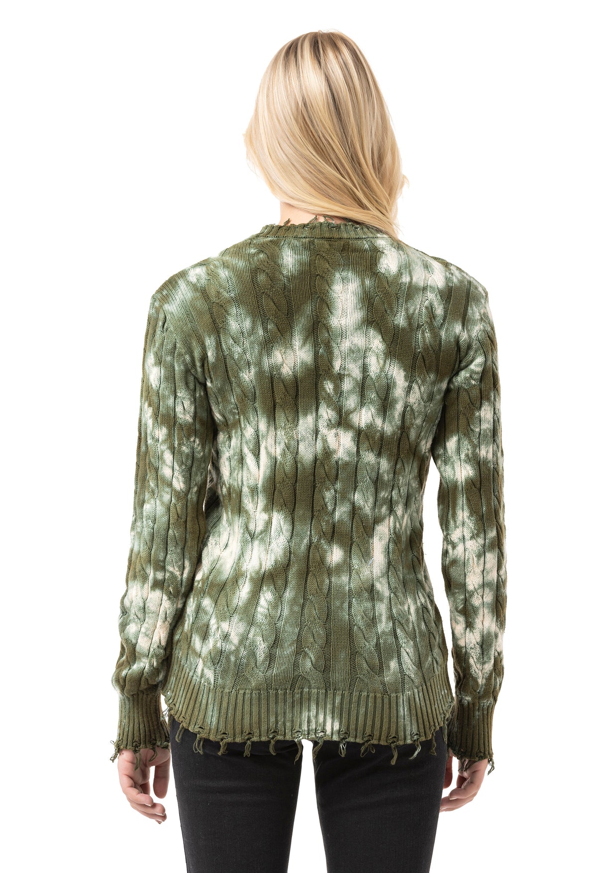WP268 Damen Strickpullover – Pullover mit Tie-Dye Muster & Rippstruktur | Moderner Casual-Look für Alltag & Streetwear