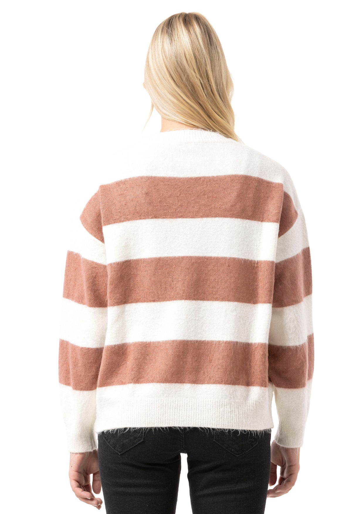 WP263 Damen Strickpullover – Gestreifter Pullover mit „ICELAND Copenhagen Studios“ Frontprint | Casual Streetwear für Alltag & Freizeit