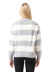 WP263 Damen Strickpullover – Gestreifter Pullover mit „ICELAND Copenhagen Studios“ Frontprint | Casual Streetwear für Alltag & Freizeit