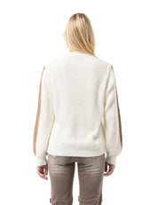 WP260 Damen Strickpullover – V-Ausschnitt Pullover mit Rippstruktur & Streifendetails an den Ärmeln | Zeitloser Casual-Look für Alltag & Freizeit