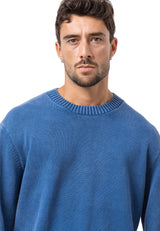 CP289 Homme pull en tricot en coton avec col rond – structure rencontre confort