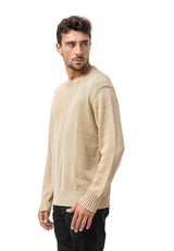 CP289 Homme pull en tricot en coton avec col rond – structure rencontre confort