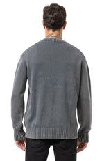 CP289 Homme pull en tricot en coton avec col rond – structure rencontre confort