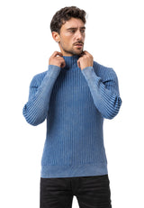 CP288 Pull à col roulé en coton pour homme – Confort côtelé et silhouette élégante