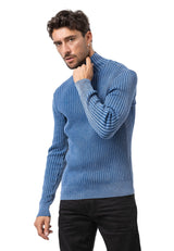 CP288 Pull à col roulé en coton pour homme – Confort côtelé et silhouette élégante