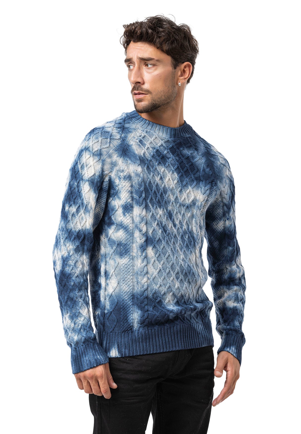 CP287 Pull pour homme en coton à motif torsadé – Un tricot classique pour un look moderne
