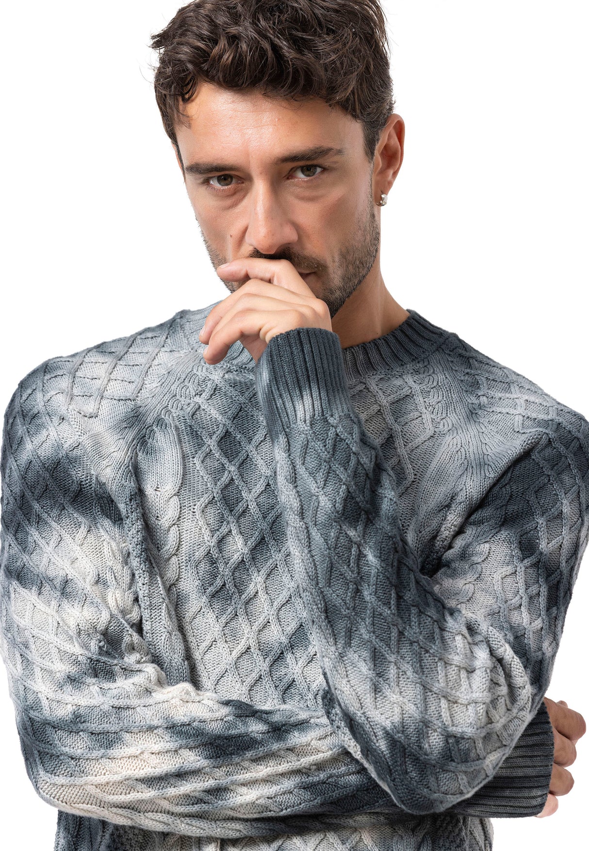 CP287 Pull pour homme en coton à motif torsadé – Un tricot classique pour un look moderne