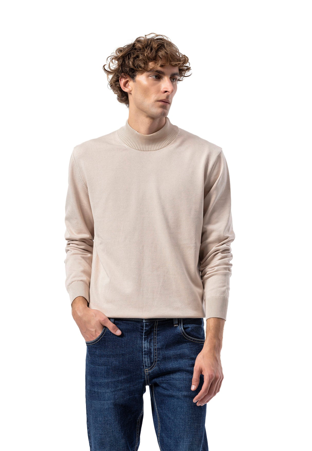 BP201 Pull homme avec col montant – Coupe régulière