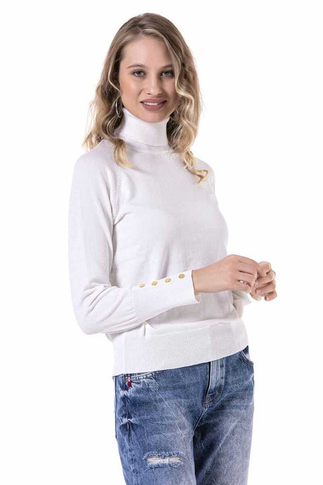 Suéter de cuello de tortuga para mujeres WP228 con excelentes elementos de botones