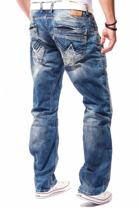 C-1145 jeansy męskie z naszyciami