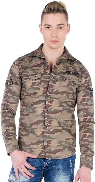 CH130 Camisa de manga larga para hombres con marca