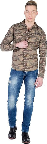 CH130 Camisa de manga larga para hombres con marca