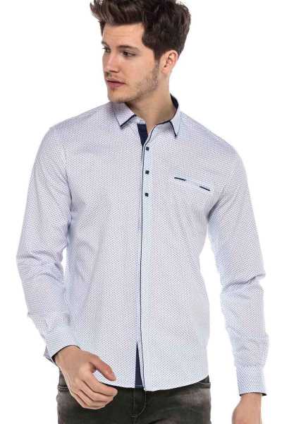 CH162 men's long -sleeved shirt with a checkered pattern