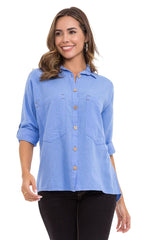 WH132 Camisa de mujer con costuras de contraste