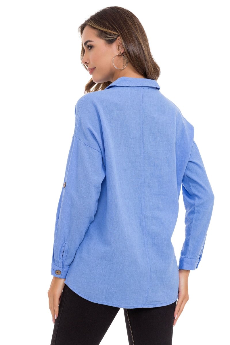 WH132 Camisa de mujer con costuras de contraste