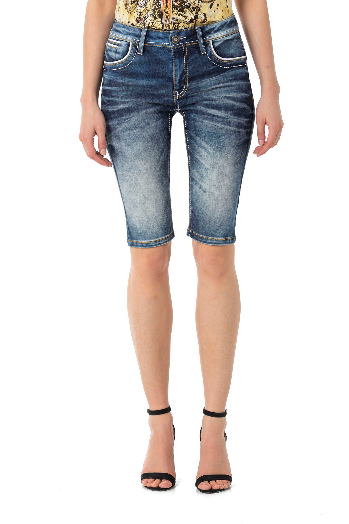WK183 Capri para Mujer con Costuras Decorativas