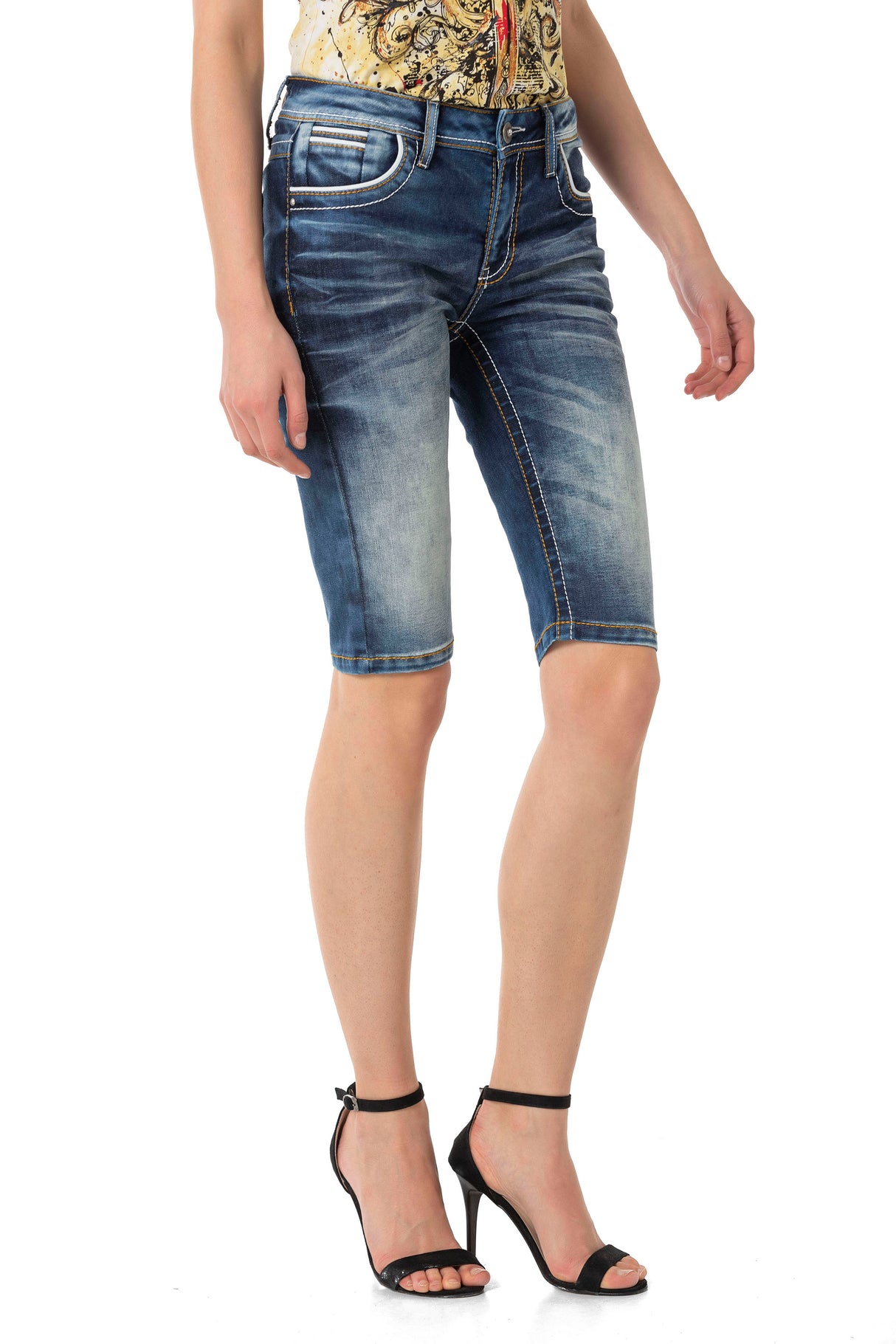 WK183 Capri para Mujer con Costuras Decorativas