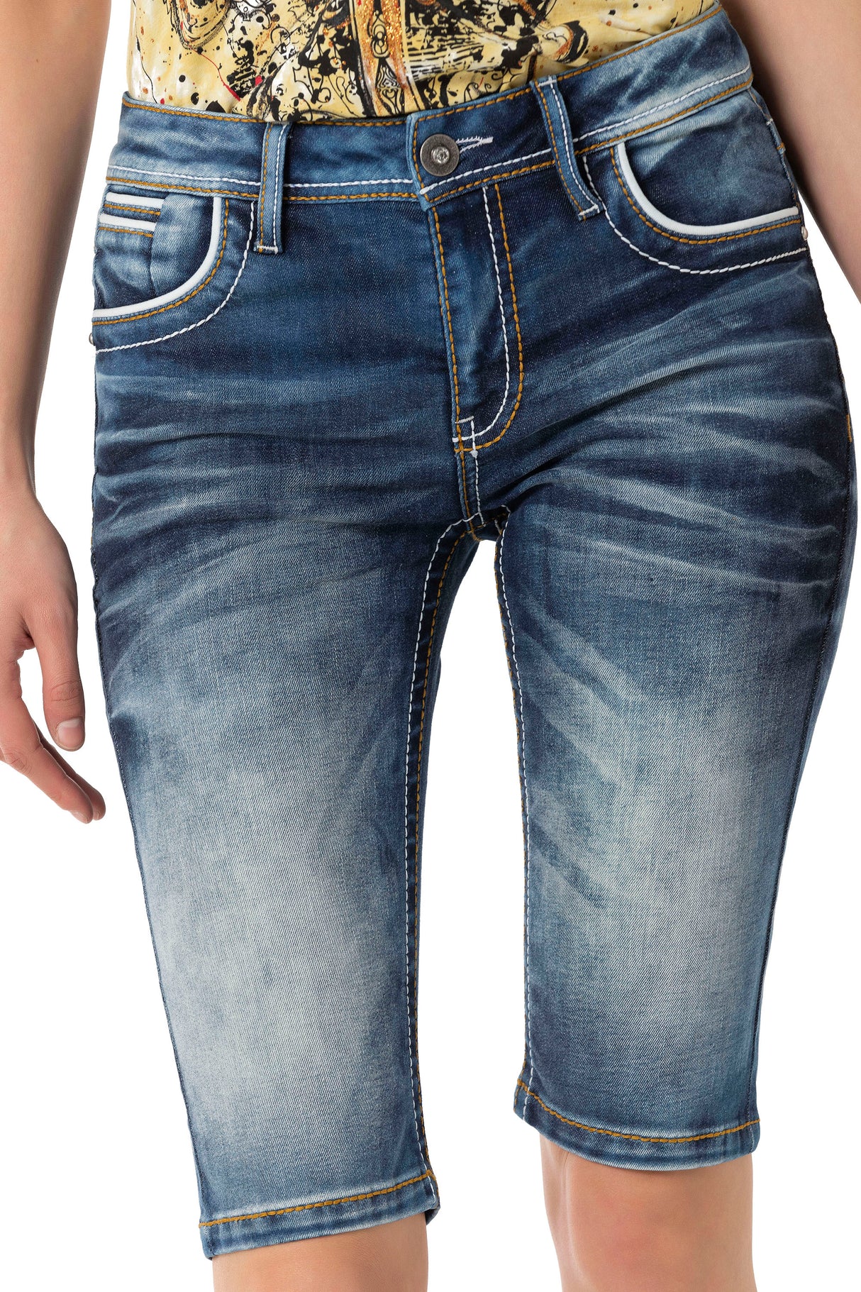 WK183 Capri para Mujer con Costuras Decorativas