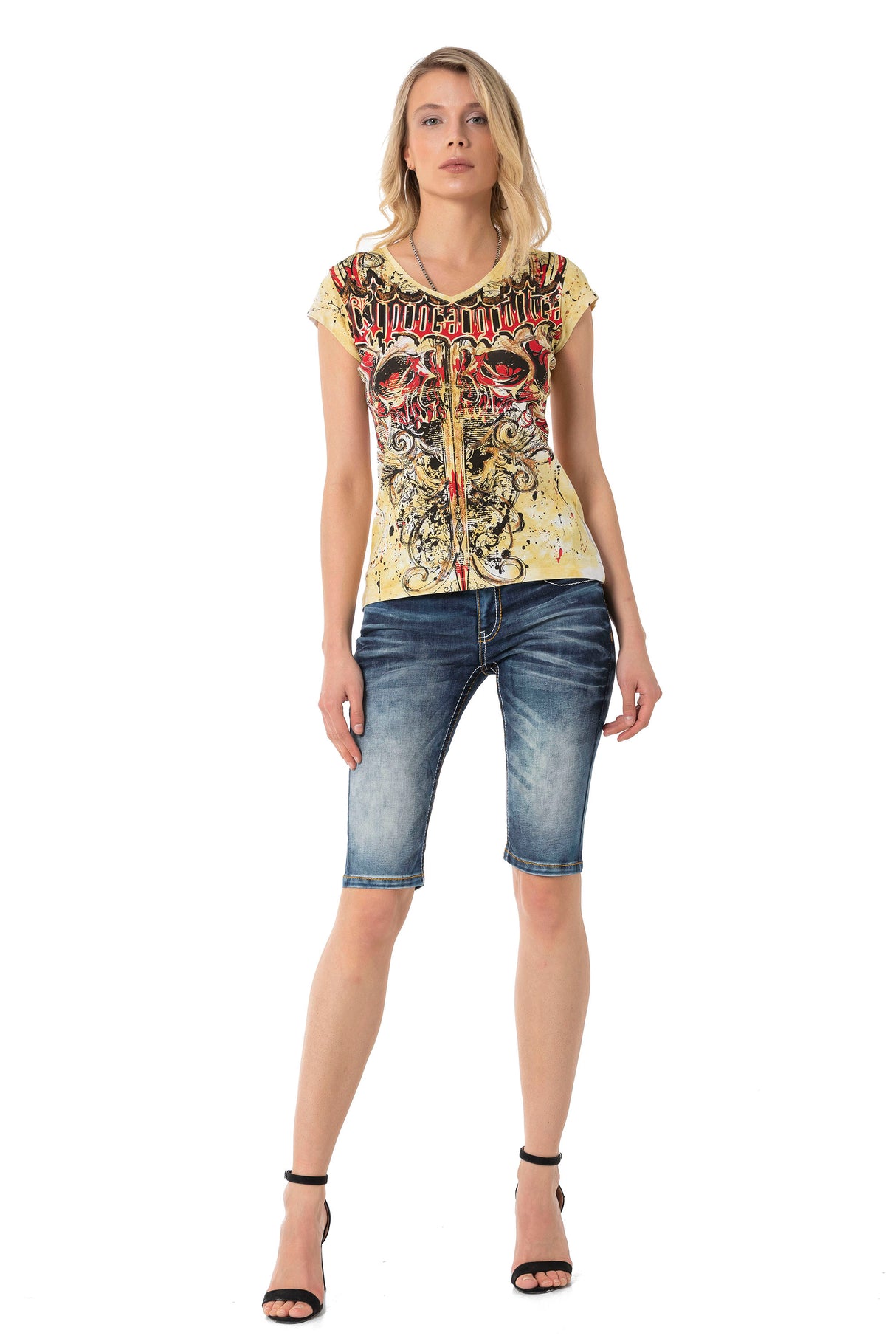 WK183 Capri para Mujer con Costuras Decorativas