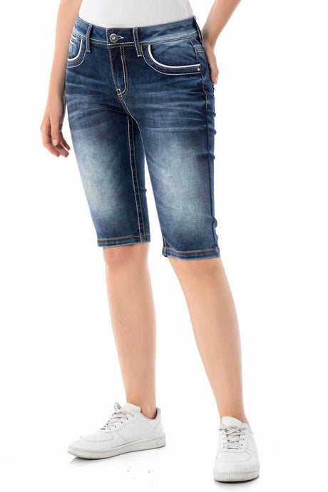 WK183 Women Capri Shorts con costuras de contraste