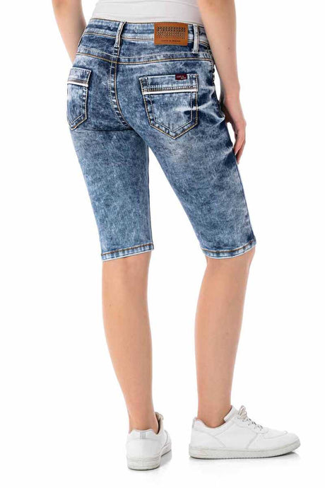 Wk185 pantalones cortos de mujeres con costuras de contraste