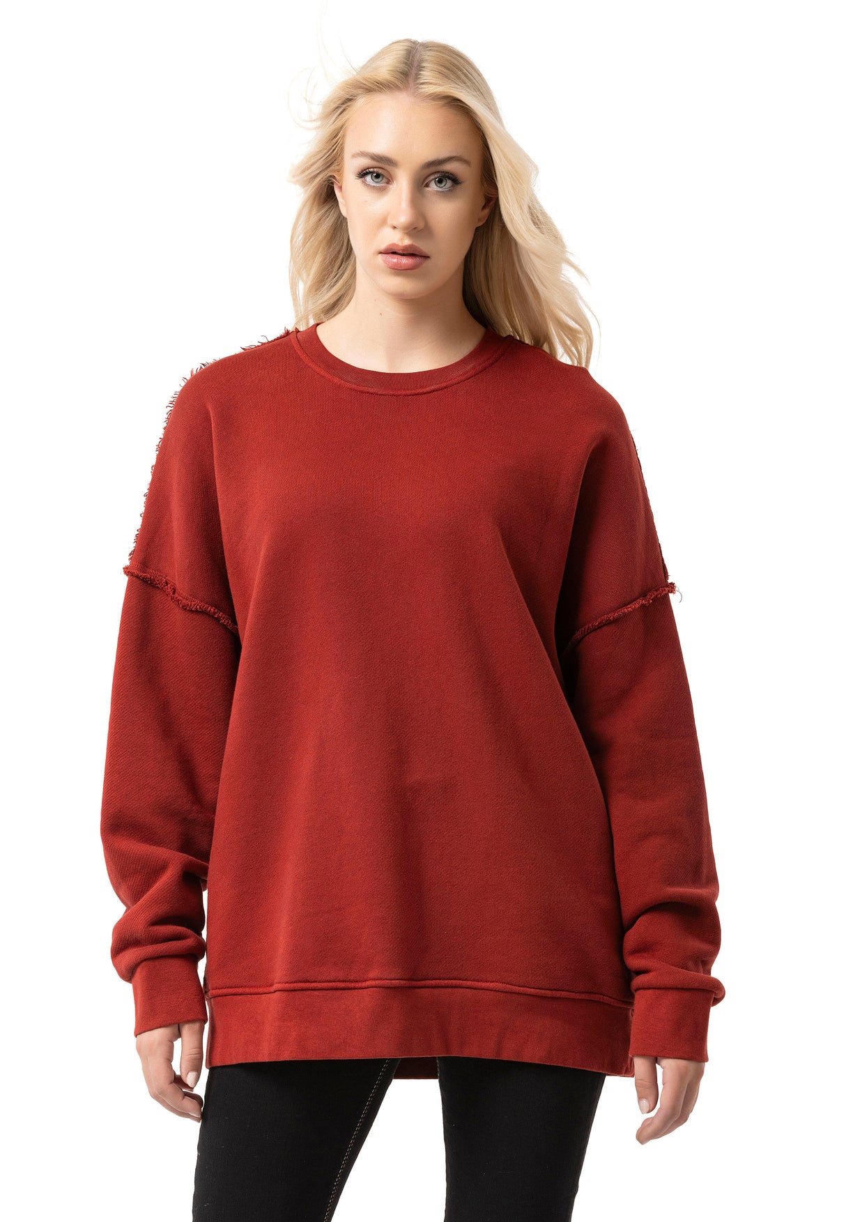 WL371 Damen Oversize Sweatshirt – Locker geschnittener Pullover mit Strukturmuster & Nahtdetails | Stylische Streetwear für Alltag & Freizeit