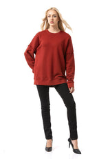WL371 Damen Oversize Sweatshirt – Locker geschnittener Pullover mit Strukturmuster & Nahtdetails | Stylische Streetwear für Alltag & Freizeit
