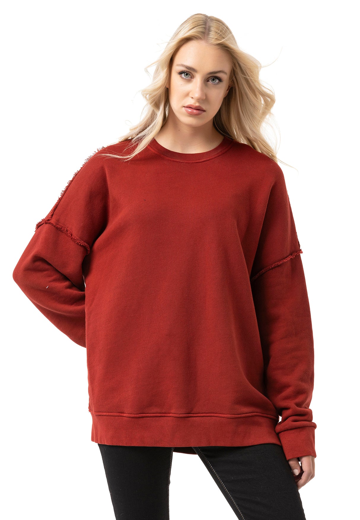 WL371 Damen Oversize Sweatshirt – Locker geschnittener Pullover mit Strukturmuster & Nahtdetails | Stylische Streetwear für Alltag & Freizeit