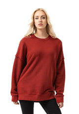 WL371 Damen Oversize Sweatshirt – Locker geschnittener Pullover mit Strukturmuster & Nahtdetails | Stylische Streetwear für Alltag & Freizeit