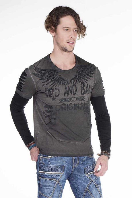 Cl265 chemise longue masculine avec imprimé de pierre 