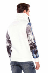 CL366 Men's hooded sweatshirt with printed sleeves