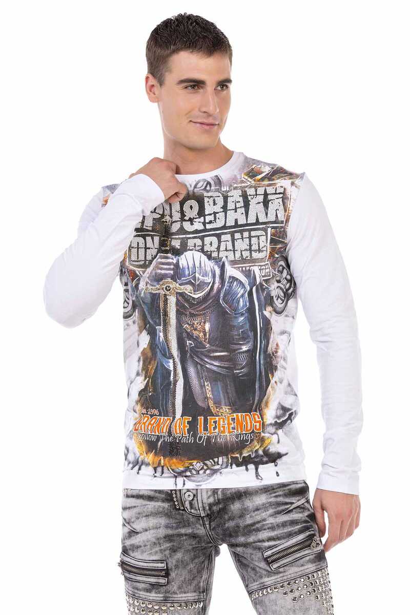 CH118 Heren Shirt met Lange Mouwen met een Trendy Ethnisch-Prints