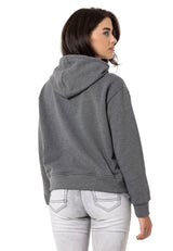 WL351 vrouwen sweatshirt met capuchon met een trendy strass borduurwerk