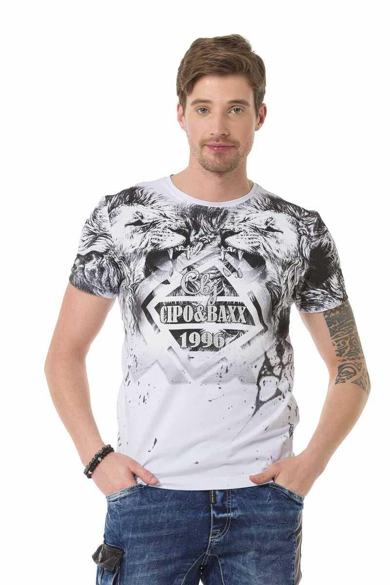 CT701 Men's T-shirt with large lion prints