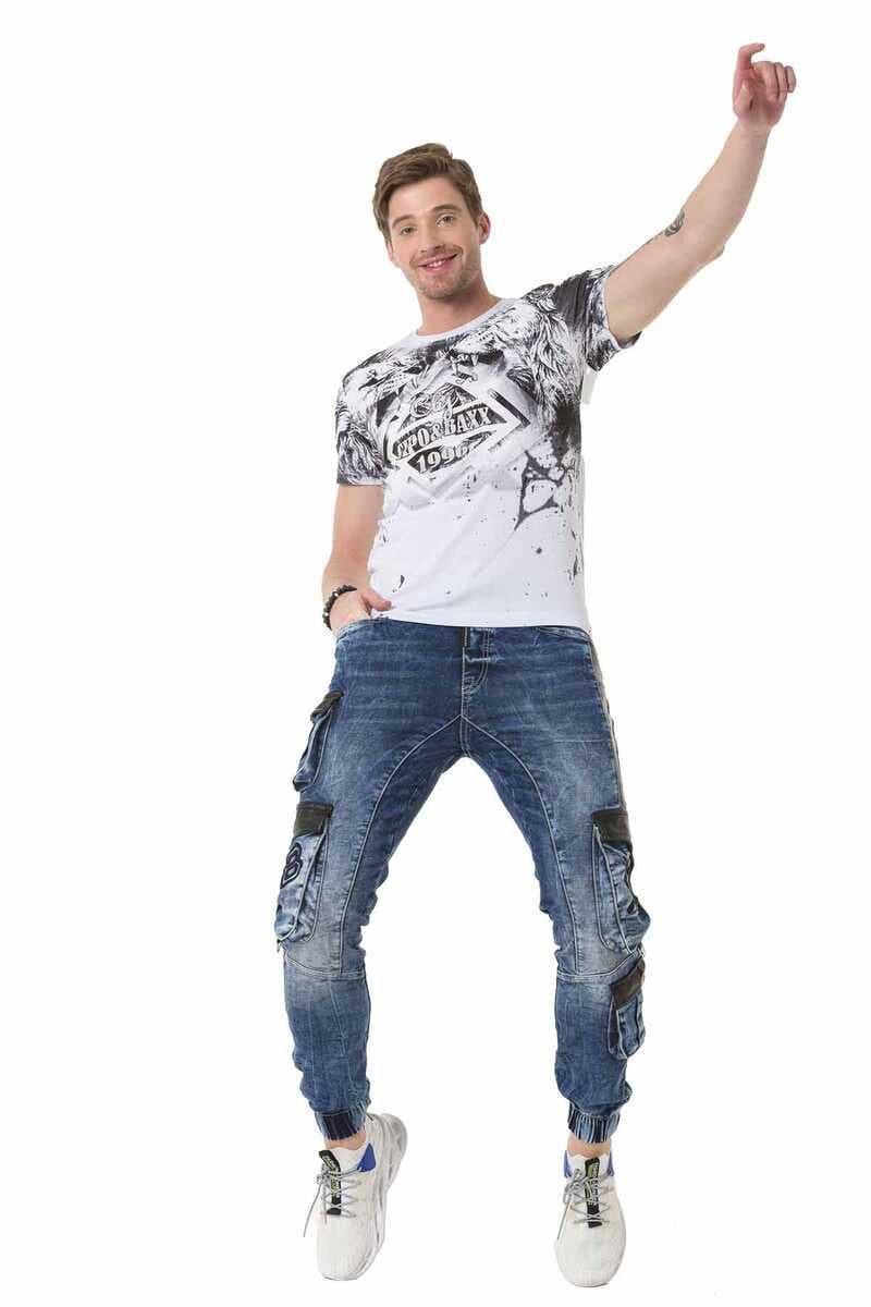 CT701 Men's T-shirt with large lion prints