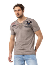 CT783  California-Herren-T-Shirt mit V-Ausschnitt und Aufdruck