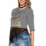 WT277 Women T-shirt met asymmetrische mesh-insert