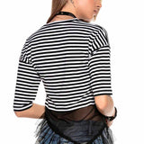 WT277 Women T-shirt met asymmetrische mesh-insert
