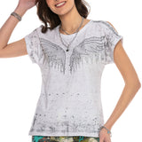 WT310 T-shirt damski z kamieniami