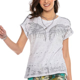 WT310 T-shirt damski z kamieniami