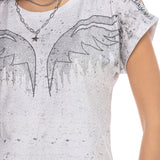WT310 T-shirt damski z kamieniami
