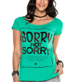 WT282 T-shirt damski z nadrukiem i kamieniami