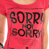 WT282 T-shirt damski z nadrukiem i kamieniami