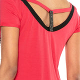 WT282 T-shirt damski z nadrukiem i kamieniami