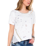 WT246 T-shirt damski z ozdobami