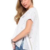 WT246 T-shirt damski z ozdobami
